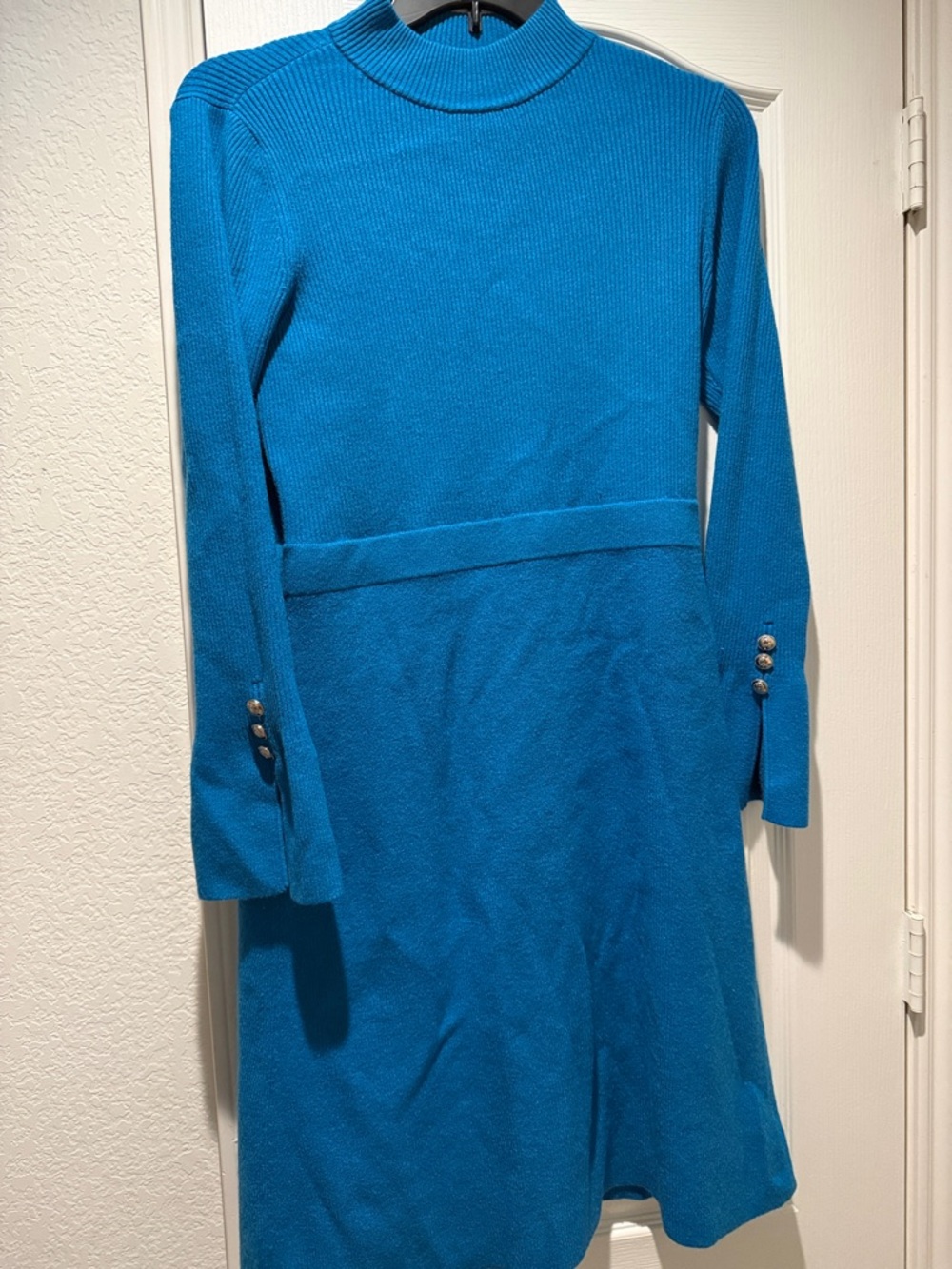 Ann Taylor Teal Blue Long Sleeve Midi Dress